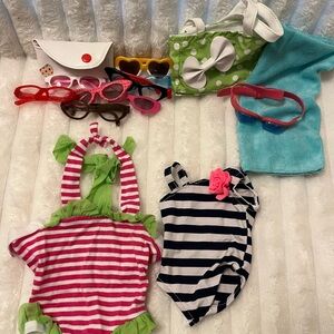 18 inch Doll Swimsuits/Beach and Sunglasses Set